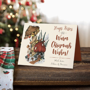 Cartes Pour Fêtes Annuelles Maison de champignons rouges Joyeux Noël C