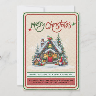 Cartes Pour Fêtes Annuelles 🎄Maison de neige cosy Noël rétro