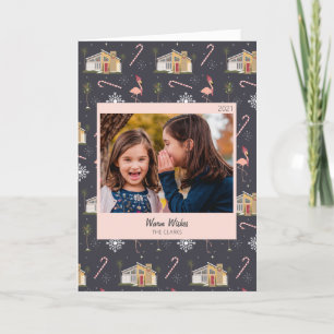 Cartes Pour Fêtes Annuelles Maison de Noël du milieu du siècle Palmier