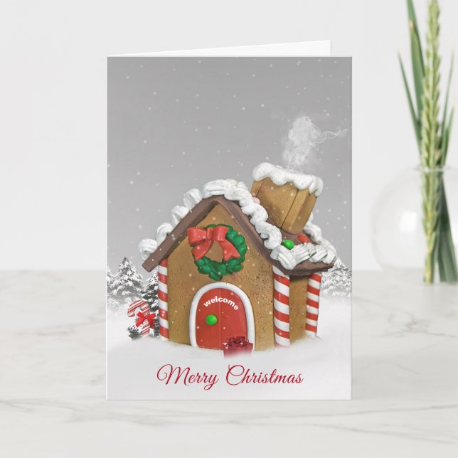 Cartes Pour Fêtes Annuelles Maison de pain d'épice de Noël (Devant)