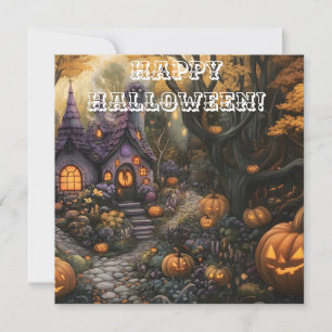 Cartes Pour Fêtes Annuelles Maison effrayante adorable et parc de citrouilles