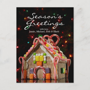 Cartes Pour Fêtes Annuelles Maison en pain d'épice avec lumières de Noël