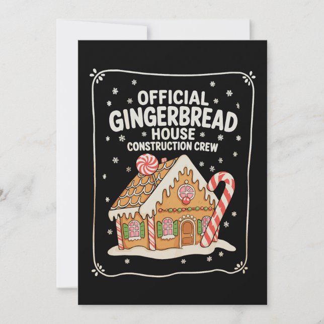 Cartes Pour Fêtes Annuelles Maison en pain d'épice Construction Crew Noël Noël (Devant)