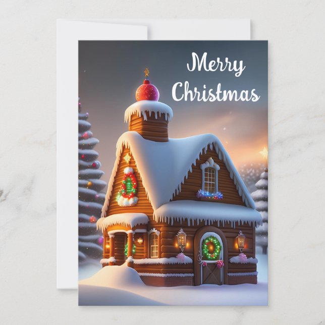 Cartes Pour Fêtes Annuelles Maison en pain d'épice de Noël  (Devant)