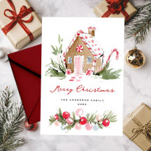 Maison en pain d'épices à l'aquarelle Joyeux Noël