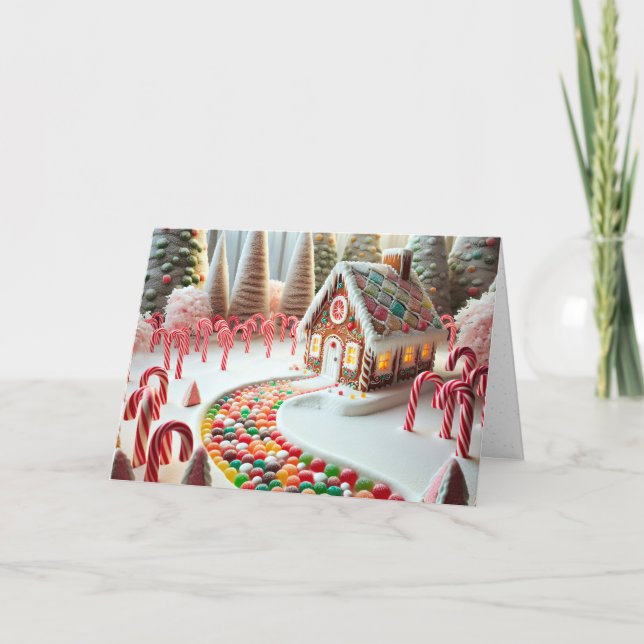 Cartes Pour Fêtes Annuelles Maison en pain d'épices avec Sucres de canne (Devant)
