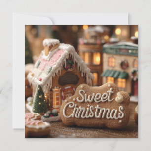 Cartes Pour Fêtes Annuelles Maison en pain d'épices cosy et "Doux Noël"