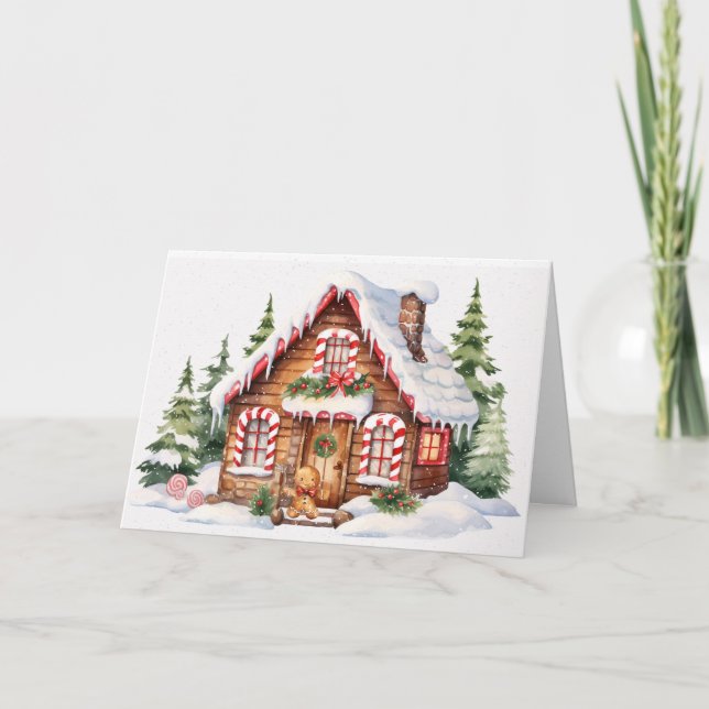 Cartes Pour Fêtes Annuelles Maison en pain d'épices de Noël (Devant)