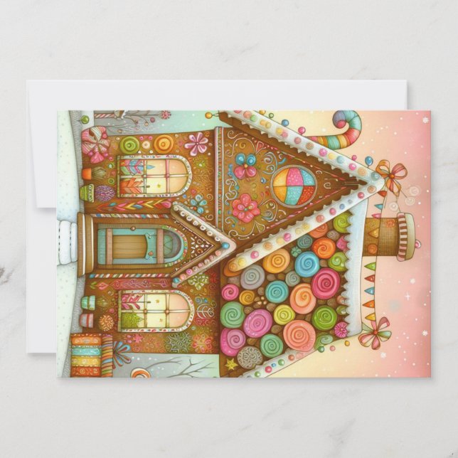 Cartes Pour Fêtes Annuelles Maison en pain d'épices mignonne et fantaisiste (Devant)