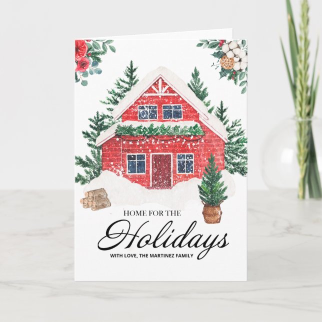 Cartes Pour Fêtes Annuelles Maison et arbres Maison pour les vacances (Devant)