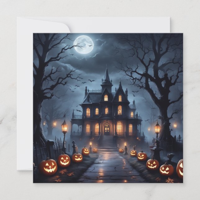 Cartes Pour Fêtes Annuelles Maison hantée d'Halloween (Devant)