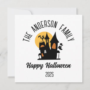 Cartes Pour Fêtes Annuelles Maison hantée effrayante Halloween Nom personnalis