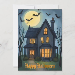 Cartes Pour Fêtes Annuelles Maison hantée vintage aquarelle Halloween 