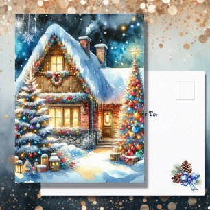 Cartes Pour Fêtes Annuelles Maison jolie décorée de décorations de Noël festiv