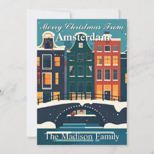 Cartes Pour Fêtes Annuelles Maisons de canal de famille de Noël classique d'Am
