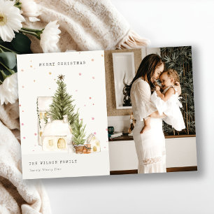 Cartes Pour Fêtes Annuelles Maisons de Neige Blanche Photo voeux Noël