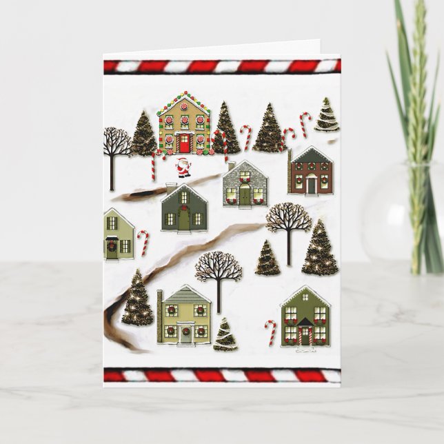 Cartes Pour Fêtes Annuelles Maisons de Noël (Devant)