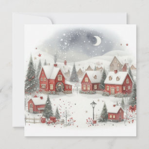Cartes Pour Fêtes Annuelles Maisons d'hiver rustiques traditionnelles Joyeux N