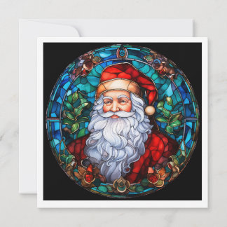 Cartes Pour Fêtes Annuelles MAKOM1000- Vitrail Santa