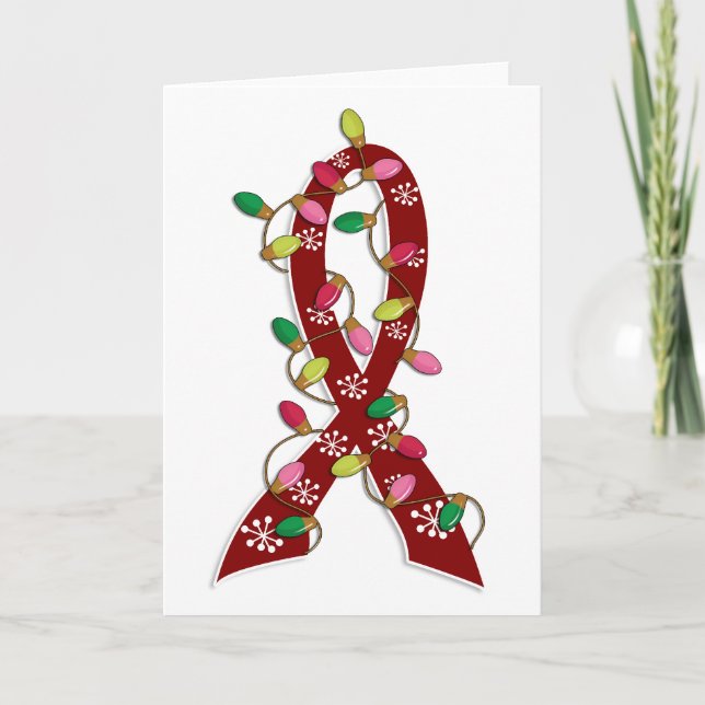 Cartes Pour Fêtes Annuelles Maladie de la faucille Lumières de Noël Ruban (Devant)