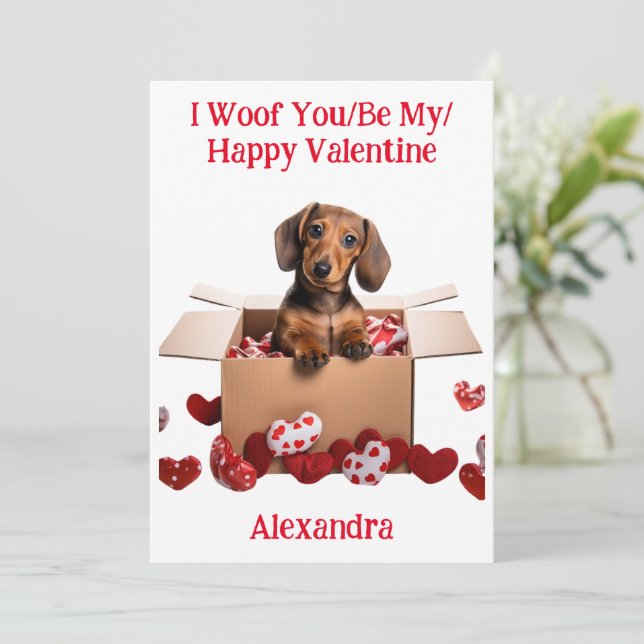 Cartes Pour Fêtes Annuelles Malheur à vous/soyez mon/heureux Valentine Dachshu (Debout devant)