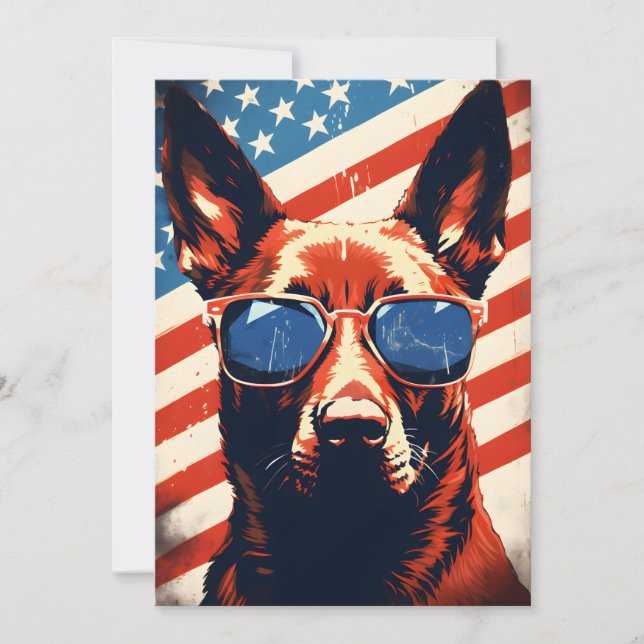 Cartes Pour Fêtes Annuelles Malinois belge 4 juillet fête de l'indépendance (Devant)