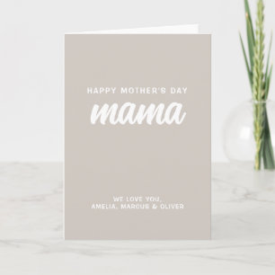 Cartes Pour Fêtes Annuelles Mama Beige moderne Noms des enfants Fête des mères