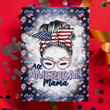 Maman Américaine Patriotique Bun Messy