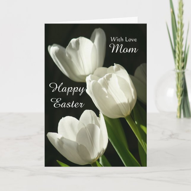 Cartes Pour Fêtes Annuelles Maman / Bonne Pâques - Tulipes blanches (Devant)