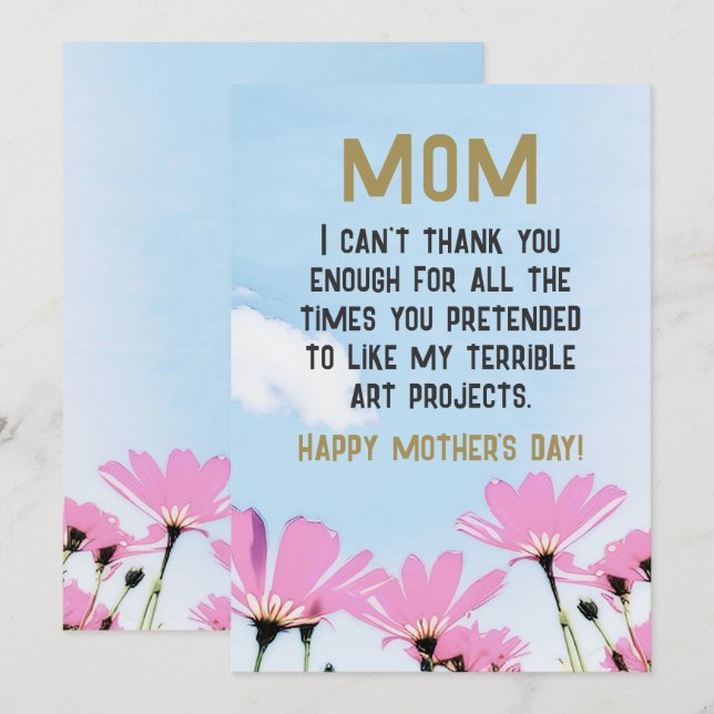 Cartes Pour Fêtes Annuelles Maman Drôle Citation Humour Fleurs Floral Fête des (Devant / Derrière)