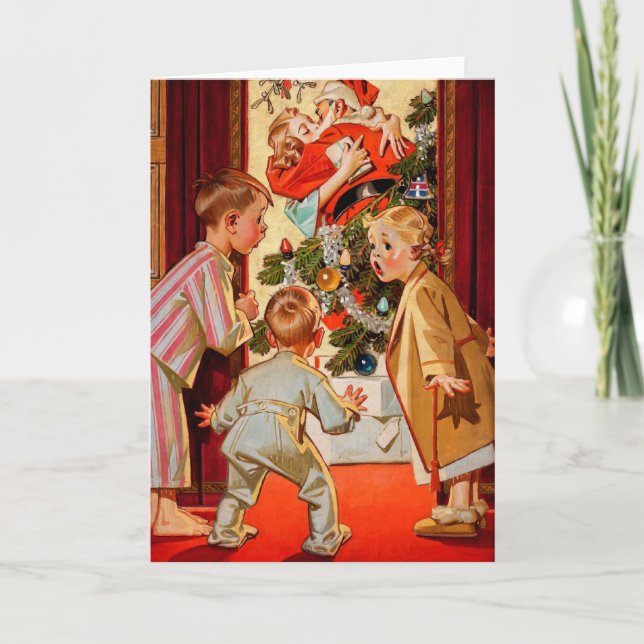 Cartes Pour Fêtes Annuelles Maman embrasse le Père Noël (Devant)