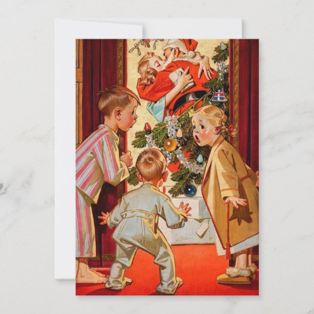 Cartes Pour Fêtes Annuelles Maman embrasse le Père Noël (Devant)