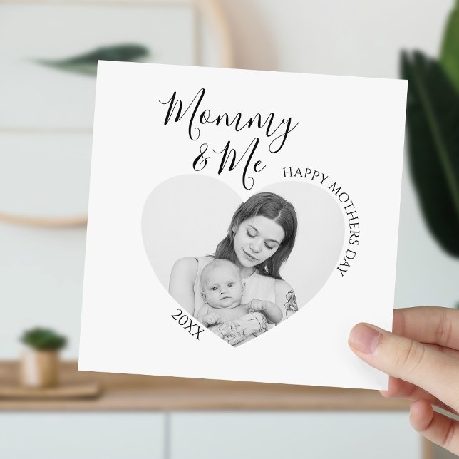 Cartes Pour Fêtes Annuelles Maman et moi modernes | Photo du coeur (Créateur téléchargé)