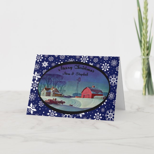 Cartes Pour Fêtes Annuelles Maman et Stepdad de Joyeux Noël (Devant)