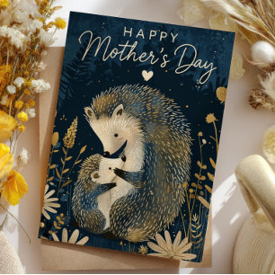 Cartes Pour Fêtes Annuelles Maman Hérisson et son Bébé Fête des Mères en Forêt