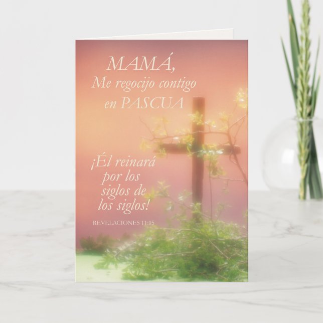 Cartes Pour Fêtes Annuelles Maman, Joie de Pâques, Religieuse avec Croix (Devant)