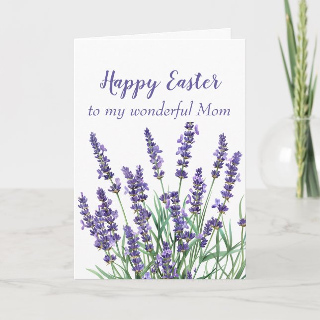 Cartes Pour Fêtes Annuelles Maman Joyeux Pâques Lavande Printemps Fleur de jar (Devant)