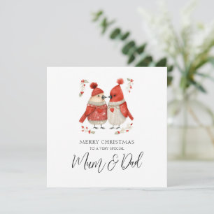 Cartes Pour Fêtes Annuelles Maman & Papa Aquarelle Cardinal Couple Noël