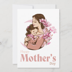 Cartes Pour Fêtes Annuelles Maman tenant bébé fille lune Fleur de lune Fête de