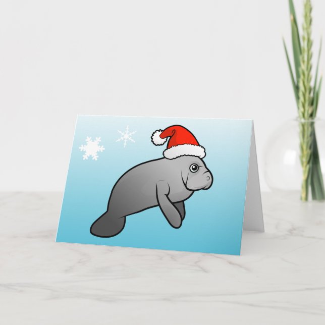 Cartes Pour Fêtes Annuelles Manat de Noël Père Noël (Devant)