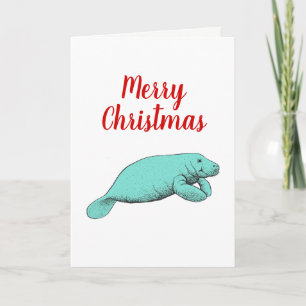 Cartes Pour Fêtes Annuelles Manat vintage Dessin Noël Noël Noël Aqua