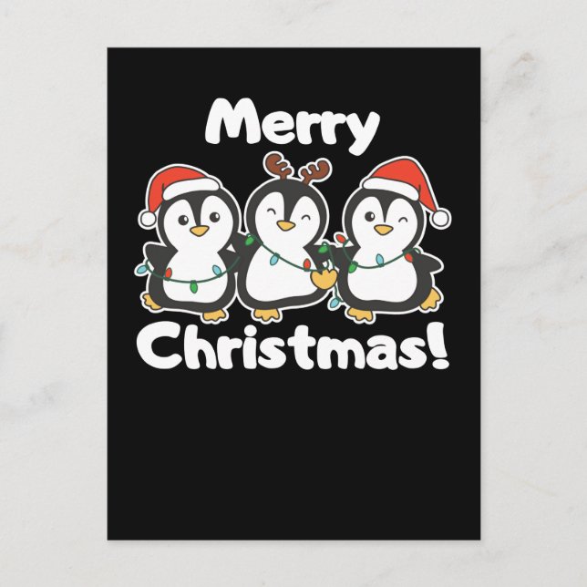 Cartes Pour Fêtes Annuelles Manchots Animaux de Noël Pingouins Mignons (Devant)