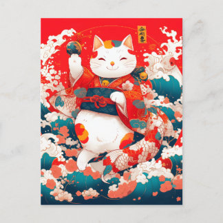 Cartes Pour Fêtes Annuelles Maneki-Neko, Chat japonais chanceux
