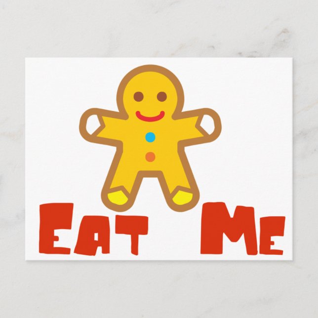 Cartes Pour Fêtes Annuelles Mange-moi Gingerbread homme Humour de Noël (Devant)