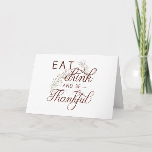 Cartes Pour Fêtes Annuelles manger boire et être reconnaissant