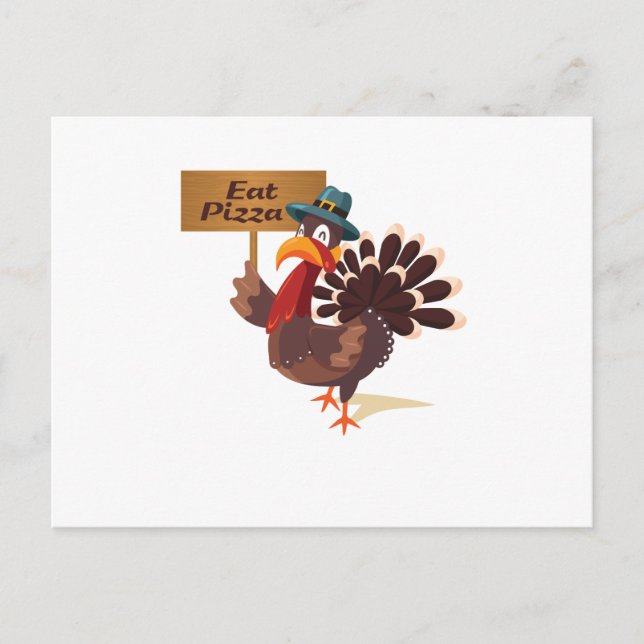 Cartes Pour Fêtes Annuelles Manger Pizza Turquie Drôle Thanksgiving (Devant)