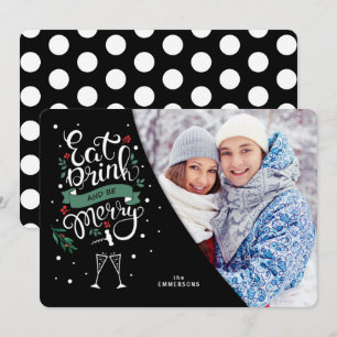 Cartes Pour Fêtes Annuelles Mangez Boire et Soyez Joyeux Amateurs de vin Photo