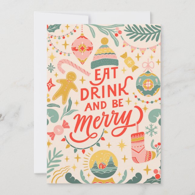 Cartes Pour Fêtes Annuelles Mangez, buvez et profitez  (Devant)