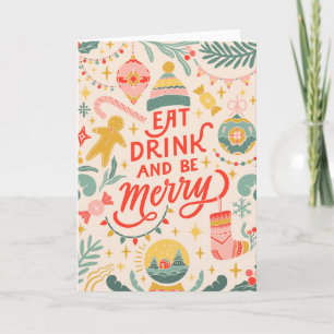 Cartes Pour Fêtes Annuelles Mangez, buvez et profitez 