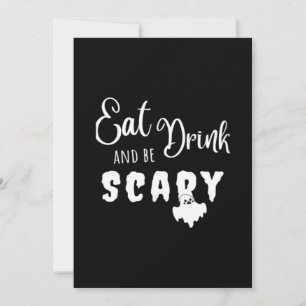 Cartes Pour Fêtes Annuelles Mangez, buvez et soyez effrayant graphique rétro